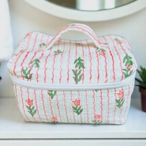 Floral Quilted Cosmetic Bag
